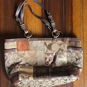 Y2K Coach Patchwork Brown Tote Bag